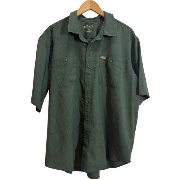 Orvis Men 2XL Short Sleeve Button Down Olive Green Outdoor Work Shirt - Picture 1 of 8